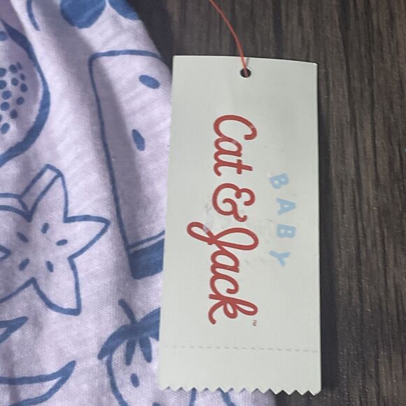 Cat & Jack Baby Girls Romper Pink Blue Assorted Fruits Sleeveless Newborn Size - Picture 6 of 8